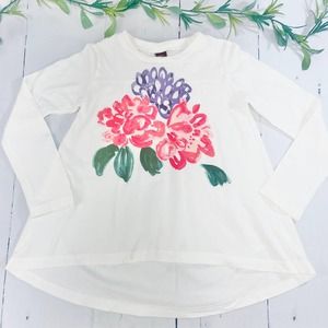 Tea Collection White Long Sleeve Tee with Floral Design
